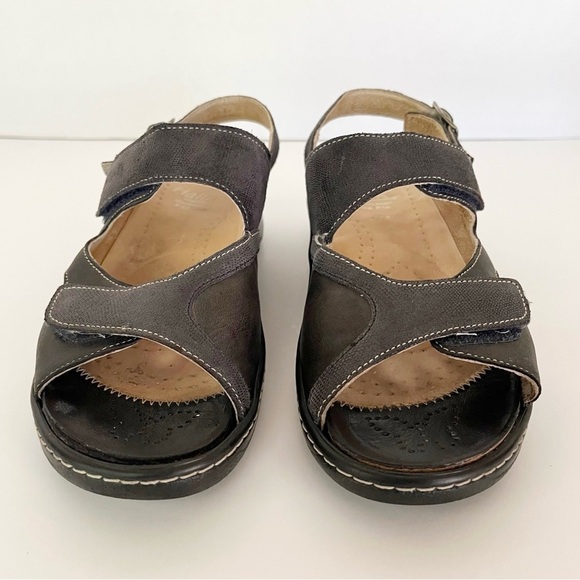 Fidelio Hallux Sandals Women's Size 38 Casual Strappy Slingback Black Leather - Picture 2 of 10